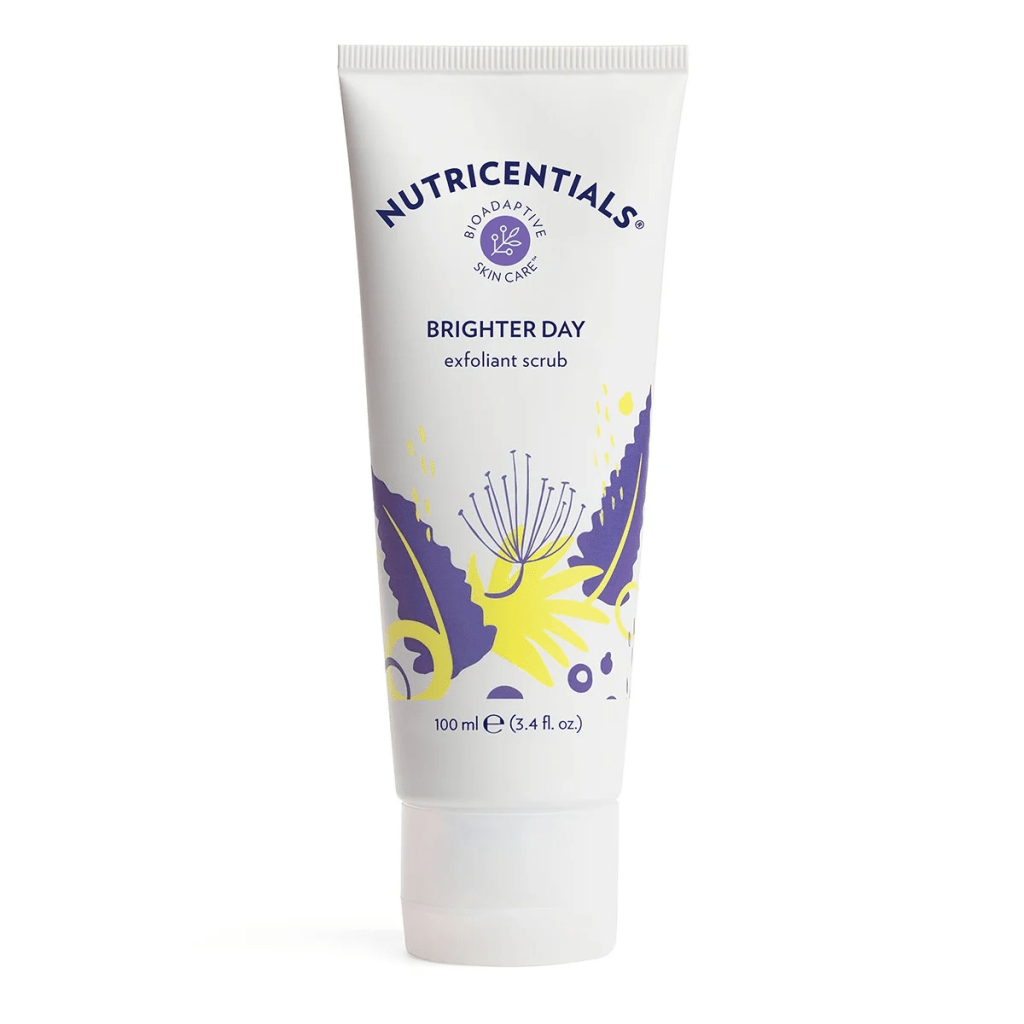 White bottle of Nutricentials Brighter Day Exfoliant Scrub